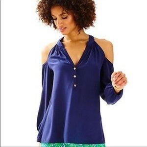 Lilly Pulitzer Cold Should Silk Long Sleeve Blouse Small